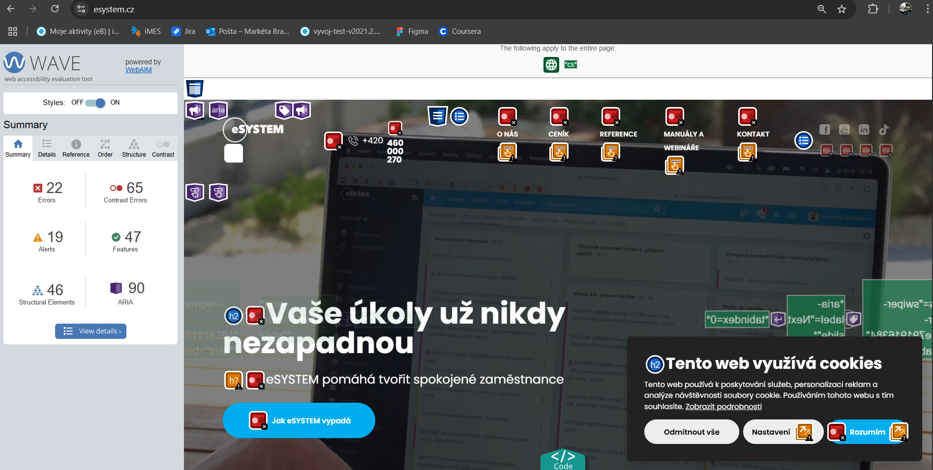 Ukázka auditu v nástroji WAVE Ukázka auditu v nástroji WAVE